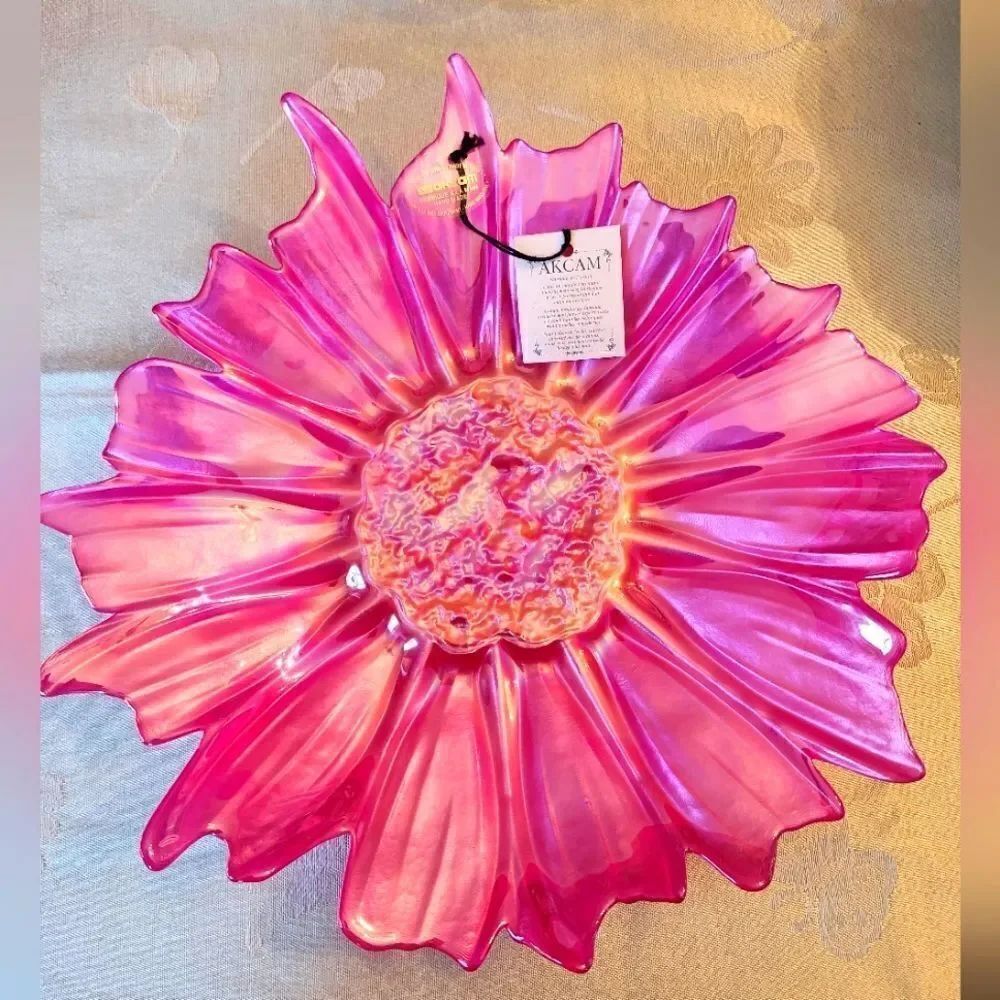 New With Tags AKCAM Pink Luster Floral Decorative Bowl/Plate Made in Turkey
